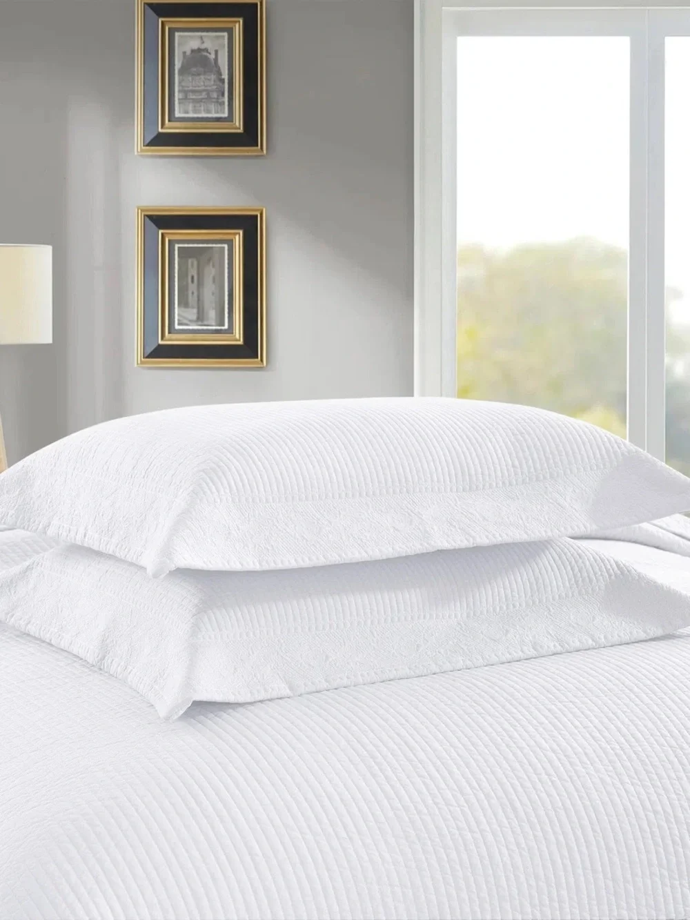 3 PIECE 100% COTTON QUILT SET, OVERSIZED LIGHTWEIGHT TEXTURED BEDSPREAD